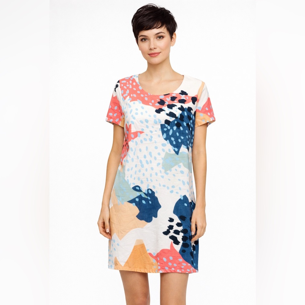 MINKPINK Coral Sea Abstract Print Shift Dress XS NWT Resort Mini